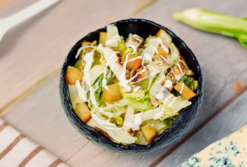 Caesar salad with romaine croutons and parmesan